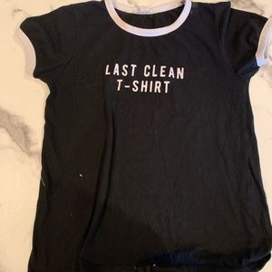 Short sleeve T-shirt with “my last clean T-shirt“ print on the chest size medium